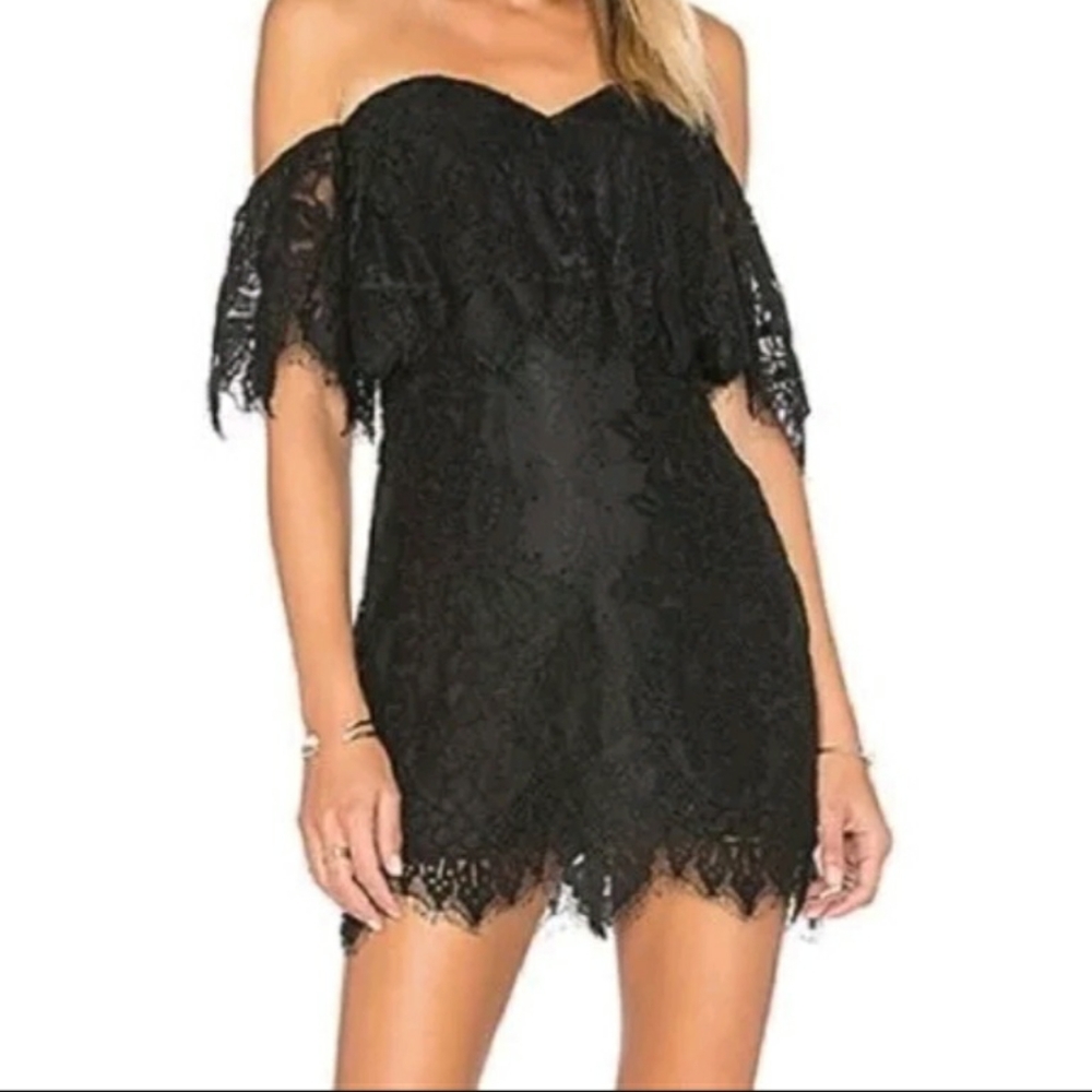 J.O.A Black lace off shoulder dress small